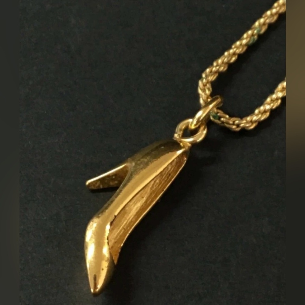 Dior Gold Tone Shoe Pendant Necklace - Picture 2 of 6